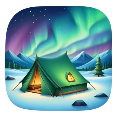 tent in snowy Lapland wilderness with northern lights sticker