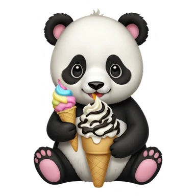 Panda eating ice cream sticker