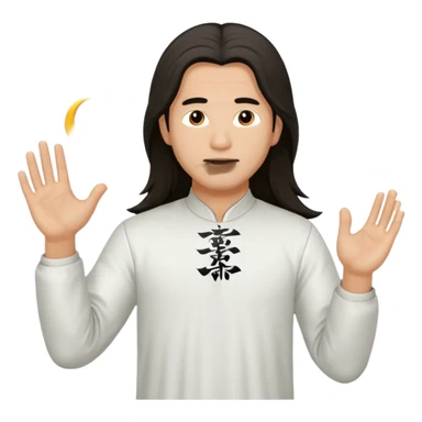 homme au cheveux long qui pratique le qi gong, habits noirs ou blancs sticker