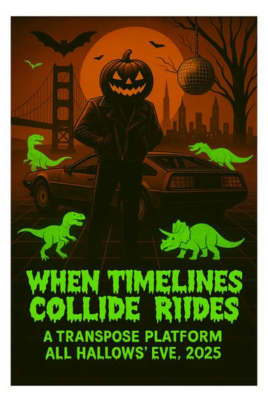 make the dinosaurs a neon green, create a font where the letters look like melting spooky sticker