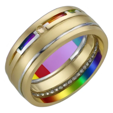 set of mens rings intertwined with rainbow flag sticker