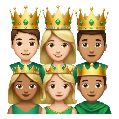 Several people with a crown that unites them with golden and green colours sticker