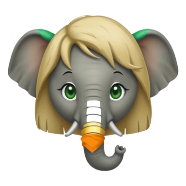 Make and elephant with a dirty blonde wig and green eyes sticker