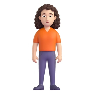 white man in his 40s with long tight curly hair and short sides sticker