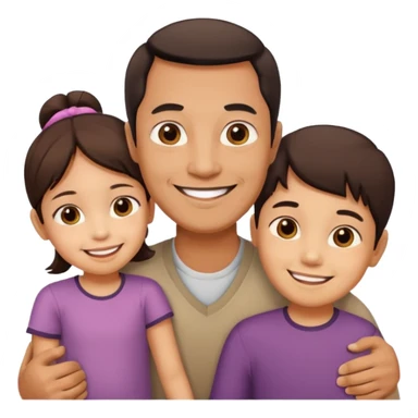 Indonesian father with son and daughter, warm family moment sticker