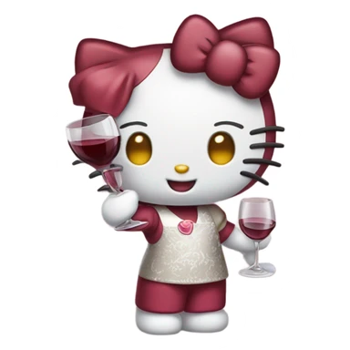 Hello Kitty drinking red wine sticker