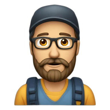 Hombre de 40 años con barba, gafas, gorra y piel morena sticker