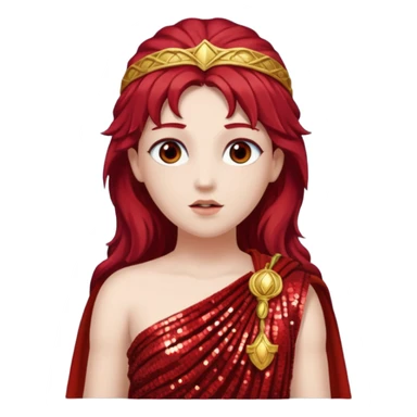 Vesta, Goddess from Hearth Roman Deities with long dark red hair, red sequin toga sticker
