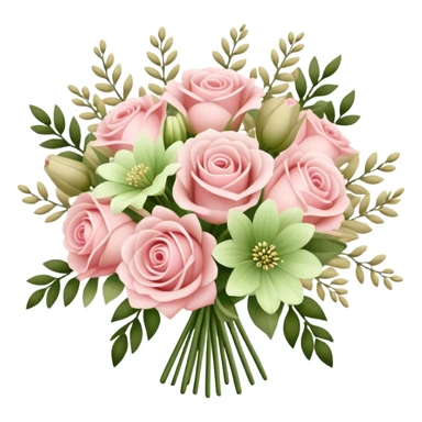 Light pink and khaki green bouquet with beautiful finish sticker