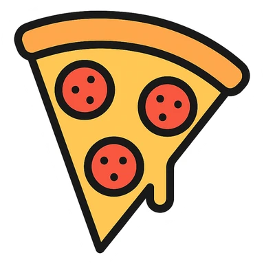 pizza slice with pepperoni color outline icon sticker