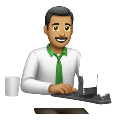 hombre usando su computadora sticker