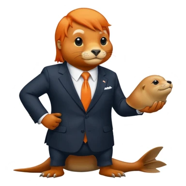 a sea lion eating donald trump sticker