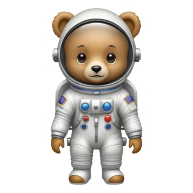 Generate a full set of emojis "A bear cub in a spacesuit" sticker