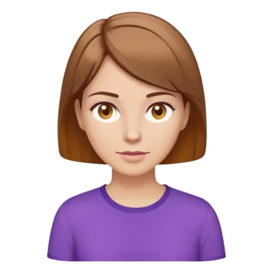 mujer blanca pelo castaño  ojos miele con el pelo corto por encima de los hombros y camisa morada de codigo 9083BD de color sticker