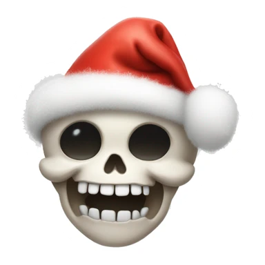 Cute, happy little skull wearing a fluffy Santa hat. sticker