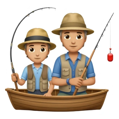 Father and son fishing on a boat sticker