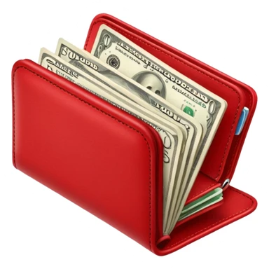 Red wallet with dollars sticker