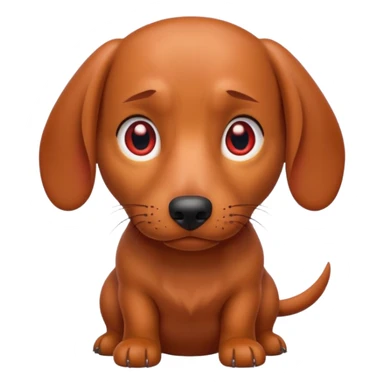 Create an angry dachshund with angry eyes and a little red face sticker