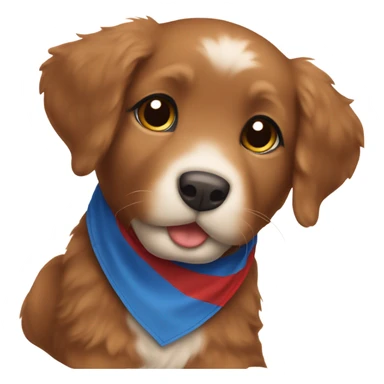 Chibi fluffy dark red retriever puppy with blue neckerchief sticker