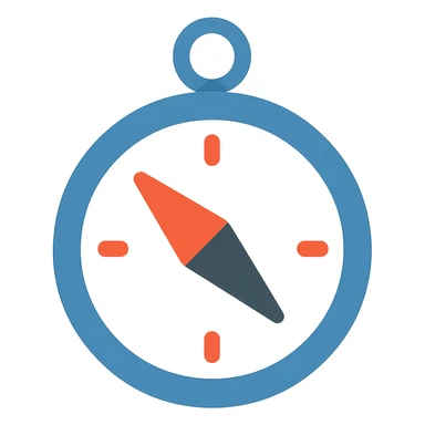 compass, flat color icon style, minimal and bold sticker