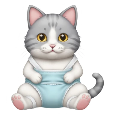 cat sitting in a diaper sticker