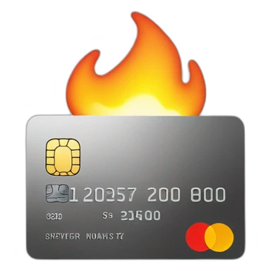 bank card on fire sticker