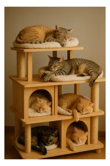 cats relaxing in a vertical playhouse sticker