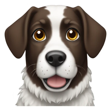 Dark brown and white dog in snow sticker