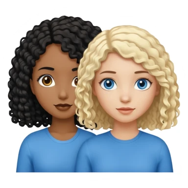 Girl best friends, one white with blond bob and blue eyes, one black with long black curly hair sticker