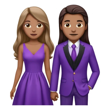 A couple in same outfit female with long hair and purple dress sticker