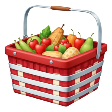 Picnic basket with red checkered cloth and filled with delicacies sticker