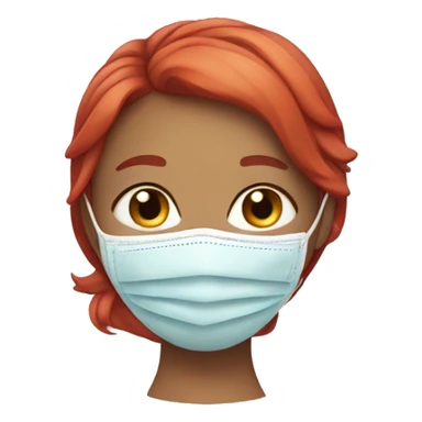 Red haired girl with face mask sticker