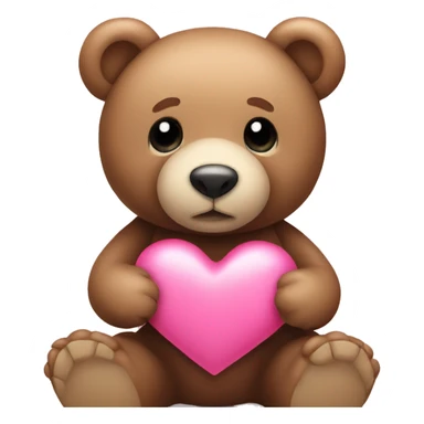 Teddy bear with pink heart sticker