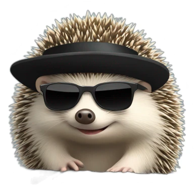 Hedgehog wearing a fedora and black sunglasses, playing piano sticker