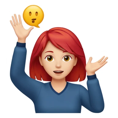 lady with red hair throwing her ands in the air saying why sticker