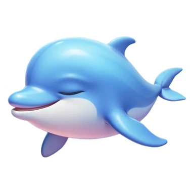 Meme-Worthy Cute Sleeping Dolphin Portrait Emoji, Head resting peacefully with a contented smile, showcasing a sleek, streamlined body and eyes gently closed in serene slumber, Simplified yet adorably endearing features, highly detailed, glowing with a soft, drowsy oceanic light, high shine, relaxed and utterly lovable, stylized with an air of playful laziness, soft glowing outline, capturing the essence of a sleeping dolphin that feels destined to become the next viral icon of adorable rest! sticker