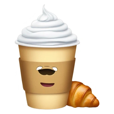 Disposable cup with cappuccino and croissant sticker