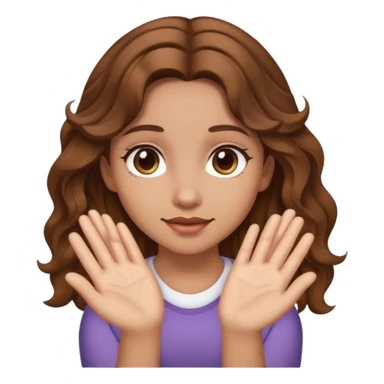 OMG girl with hands, brown wavy ha ir sticker