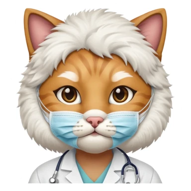 doctor cat, surgical mask sticker