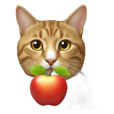 cat with apple sticker