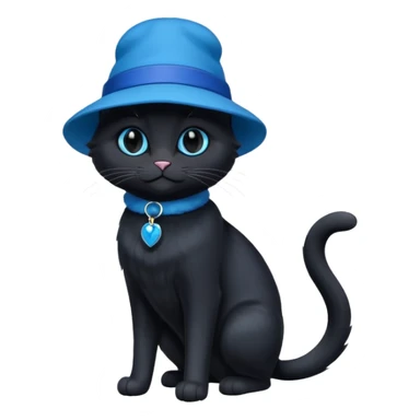 full length black cat with blue hat sticker