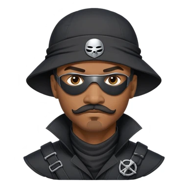 african-american mustache mercenary black asymmetrical eyepatch ninja hacker terminal command center sticker