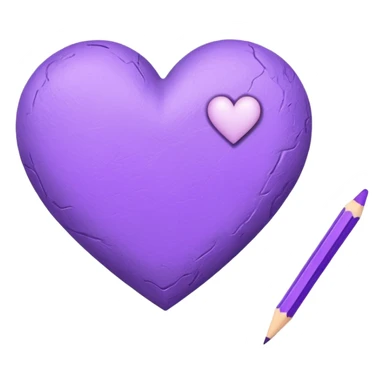 paper with emptu Hand drawn purple heart  with pencil sticker