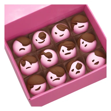 4 chocolate truffles in a pastel pink box sticker