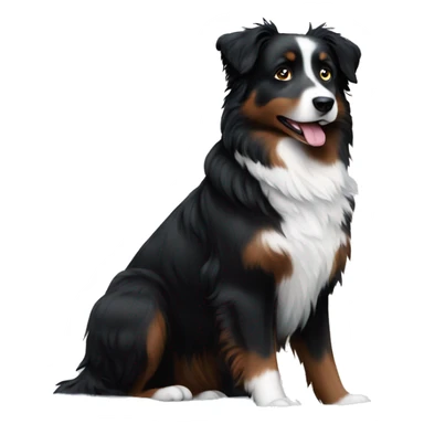 Small black australian shepherd dog winter background  sticker