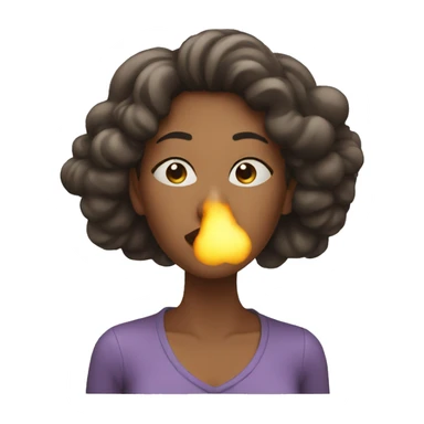 Woman blowing air sticker