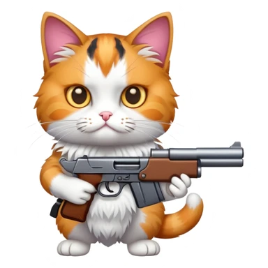 Cat with gun sticker