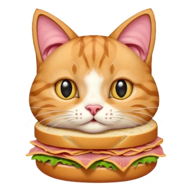 Cat eating ham sandwich sticker