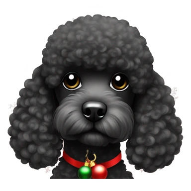 Black poodle with Christmas ornament￼ sticker