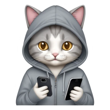 Cat with phone and hoodie  sticker